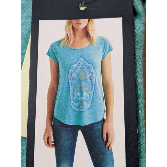 S small new lucky brand peacock bird graphic Tshirt tee top NEW NWT green - Picture 9 of 11
